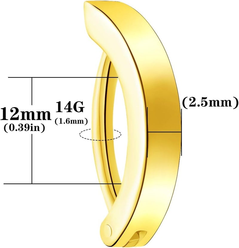 VOJO 14G G23 Titanium Clicker Belly Button Ring,10/12mm Reverse Curved Hoop Navel Barbell Piercing Jewelry - Image 5